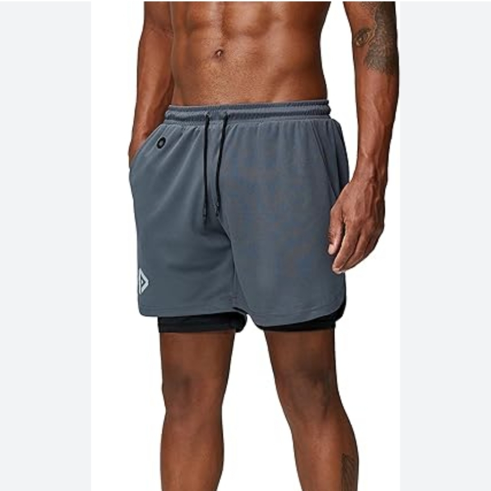 PINKBOMB 2 in 1 Running Shorts with Phone Pocket, size XL